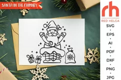 santa in the chimney svg, santa claus outline, santa gifts dxf, christmas scene svg, christmas template, xmas window decor, holiday design vector, winter theme svg, window cling svg, christmas card svg, christmas ornament svg, xmas decoration svg