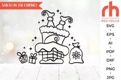 santa in the chimney svg, santa claus outline, santa gifts dxf, christmas scene svg, christmas template, xmas window decor, holiday design vector, winter theme svg, window cling svg, christmas card svg, christmas ornament svg, xmas decoration svg