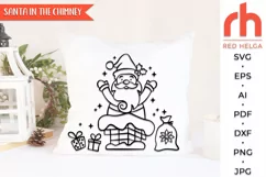 santa in the chimney svg, santa claus outline, santa gifts dxf, christmas scene svg, christmas template, xmas window decor, holiday design vector, winter theme svg, window cling svg, christmas card svg, christmas ornament svg, xmas decoration svg