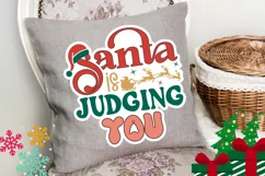 Santa Is Judging You Stickers SVG , Christmas SVG Design Product Image 3