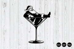 Santa Martini Glass SVG, Retro Drunk Santa in Cocktail Glass Product Image 1