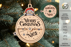 Santa Meter Ornament Laser Cut. Christmas Tree Decor SVG Product Image 1