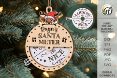 Santa Meter Ornament Laser Cut. Christmas Tree Decor SVG Product Image 1