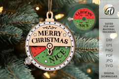 Santa Meter Ornament Laser Cut. Christmas Tree Decor SVG Product Image 1