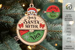 Santa Meter Ornament Laser Cut. Christmas Tree Decor SVG Product Image 1