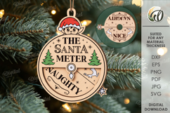 Santa Meter Ornament Laser Cut. Christmas Tree Decor SVG Product Image 1