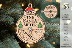 Santa Meter Ornament Laser Cut. Christmas Tree Decor SVG Product Image 1
