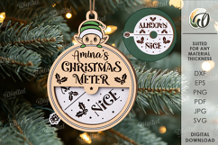 Santa Meter Ornament Laser Cut. Christmas Tree Decor SVG Product Image 1