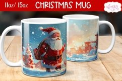 Santa mug sublimation wrap, Christmas mug template PNG Product Image 1