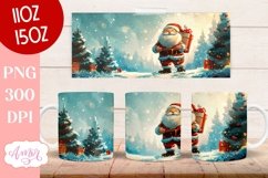 Santa mug sublimation wrap, Christmas mug template PNG Product Image 1