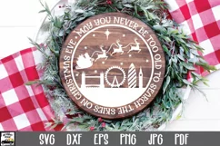 Santa Flying over the London Skyline - Round Sign SVG File Product Image 1