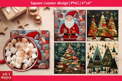Patchwork Christmas coasters, Christmas square coaster PNG Product Image 1