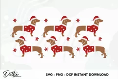 Santa Paws Sausage Dog Libbey Glass Can Wrap SVG 16oz Cup Product Image 2