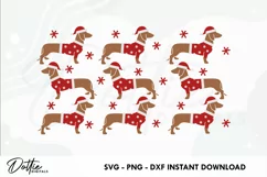 Santa Paws Sausage Dog Libbey Glass Can Wrap SVG 20oz Cup Product Image 2