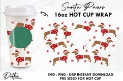 Santa Paws Christmas Starbucks Hot Cup Wrap SVG Vector 16oz Product Image 1