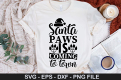 Santa paws is coming SVG - Funny Christmas Dog Saying Design Product Image 1
