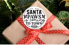 Santa paws is coming to SVG, Christmas dog Round SVG Design Product Image 3