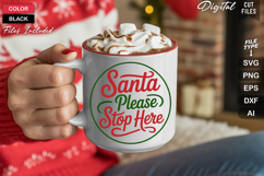 Santa Please Stop Here SVG | Christmas Round Sign SVG | Xmas Product Image 5