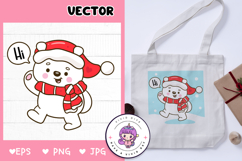 Santa Polar bear festive cartoon kawaii animal winter season Product Image 1