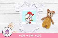 Polar bear wear holding Christmas candy kawaii clipart Product Image 4