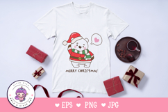 Santa Polar bear in Christmas cartoon kawaii clipart winter Product Image 2
