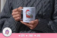 Santa Polar bear in Christmas cartoon kawaii clipart winter Product Image 4