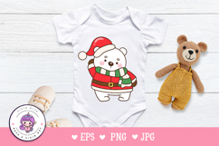 Santa Polar bear in Christmas cartoon kawaii clipart winter Product Image 5