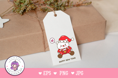 Polar bear wear santa hat Cute Christmas kawaii clipart Product Image 3