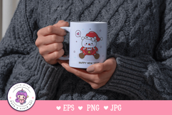 Polar bear wear santa hat Cute Christmas kawaii clipart Product Image 4