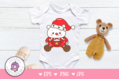 Polar bear wear santa hat Cute Christmas kawaii clipart Product Image 5