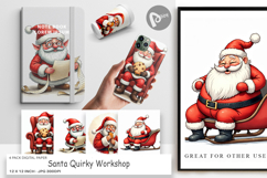 Santa&#039;s Quirky Workshop Digital Paper Product Image 1