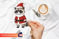 Santa Raccoon Sticker, Festive Raccoon Vinyl Sticker Product Image 1