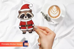Santa Raccoon Sticker, Festive Raccoon Vinyl Sticker Product Image 1