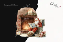 Watercolor Santa Reading Clipart | Christmas PNG Product Image 2