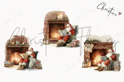Watercolor Santa Reading Clipart | Christmas PNG Product Image 3