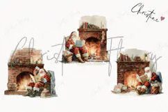 Watercolor Santa Reading Clipart | Christmas PNG Product Image 3