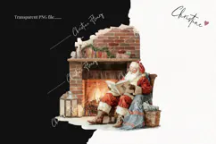 Watercolor Santa Reading Clipart | Christmas PNG Product Image 2