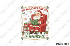 Santa Reading Books Christmas PNG Product Image 1