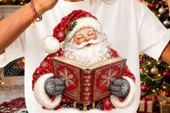 Santa Reading Christmas Cozy Book Lover Vintage Holiday PNG Product Image 3