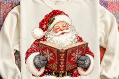 Santa Reading Christmas Cozy Book Lover Vintage Holiday PNG Product Image 4