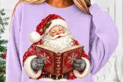 Santa Reading Christmas Cozy Book Lover Vintage Holiday PNG Product Image 5