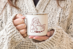 Santa Claus SVG PNG EPS, Vintage Red Line Christmas clipart. Product Image 2
