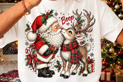 Santa Reindeer Boop Cute Vintage Christmas PNG Product Image 3