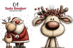 Santa Reindeer Christmas Clipart Product Image 1