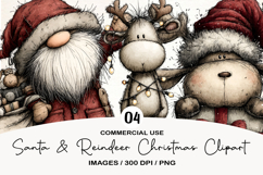Santa &amp; Reindeer Christmas Clipart Product Image 1