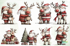 Santa &amp; Reindeer Christmas Clipart Product Image 6