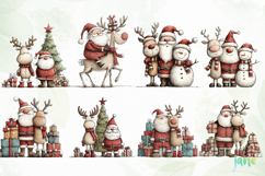 Santa &amp; Reindeer Christmas Clipart Product Image 5