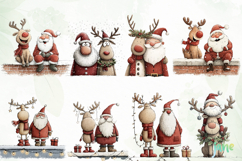 Santa &amp; Reindeer Christmas Clipart Product Image 3