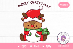 Christmas Reindeer clipart kawaii clipart png Cute cartoon Product Image 1