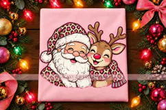 Santa and Reindeer PNG with Pink Leopard Print Product Image 2
